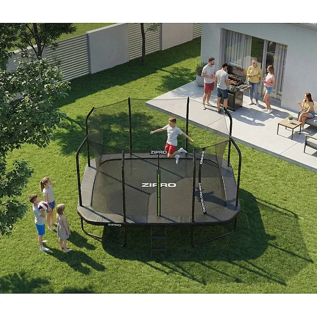 Батут Zipro Jump Pro Quadro с внутренней сеткой 8 х 12 футов 366 x 244 см черный