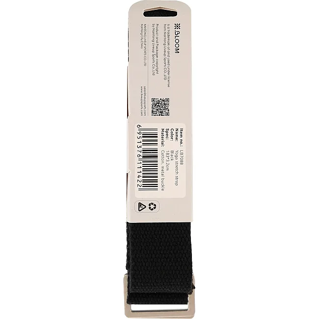 Ремень для йоги с металлической пряжкой BLOOM YOGA STRETCH STRAP LB7088 (Черный)