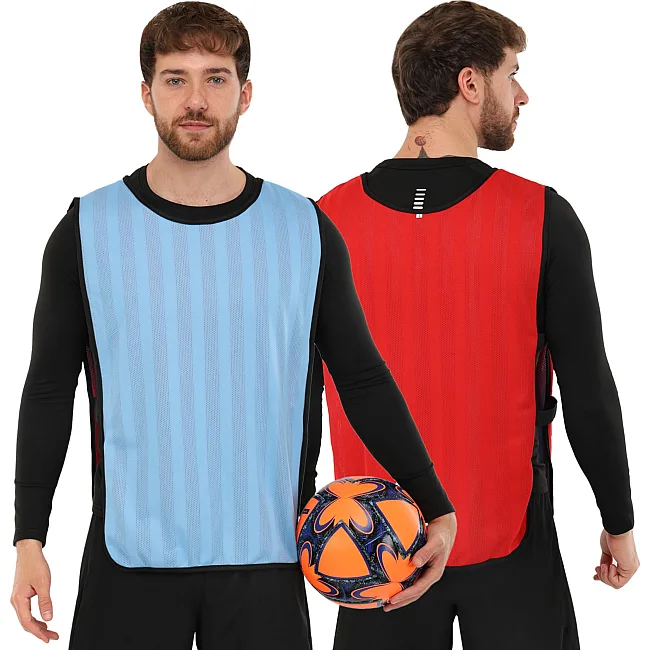 Манишка спортивная игровая двусторонняя с резинкой SP-SPORT CO-0792 (Голубой-красный)