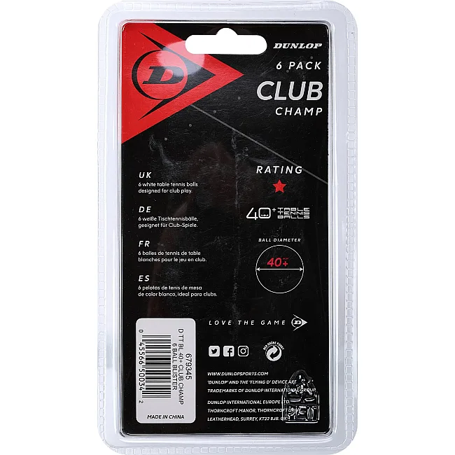 М'ячі для настільного тенісу
 DUNLOP DL679345 CLUB CHAMP 6шт (Білий)