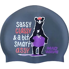 Шапочка для бассейна силиконовая юниорская MADWAVE Junior SMART ASSY M057002 (Серебряный)