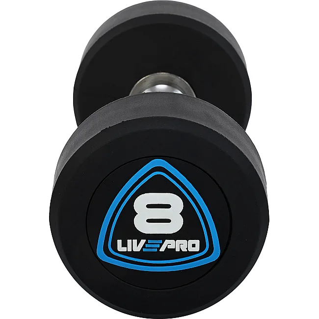 Гантелі професійні
 з поліуретановим покриттям LiveUp LP8075-8 2шт по 8кг