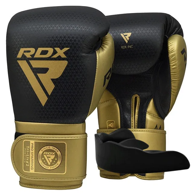 Боксерські рукавиці RDX MARK PRO SPARRING TRI LIRA 2 GOLDEN (капа в комплекті)