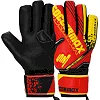Вратарские перчатки профессиональные с защитой пальцев SOCCERMAX GK-4316 7-11 (Красный-желтый)