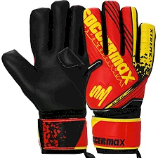 Вратарские перчатки профессиональные с защитой пальцев SOCCERMAX GK-4316 7-11 (Красный-желтый)