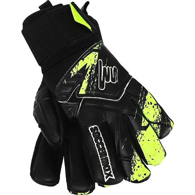 Воротарські рукавички
 професійні із захистом пальців SOCCERMAX GK-4315
 7-11 (Чорний-лимонний)