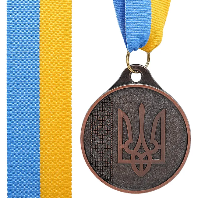 Медаль спортивная с лентой SP-SPORT UKRAINE с украинской символикой C-9294 ø5см (Бронзовый)