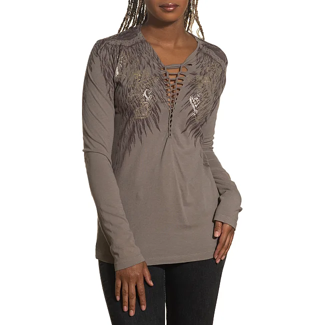 Женский лонгслив AFFLICTION Danica Rose AW24263 Taupe