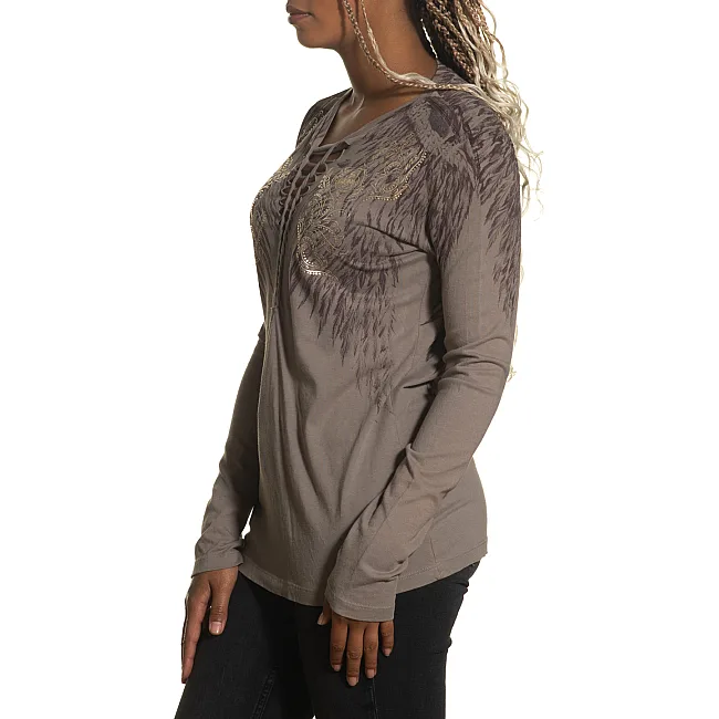 Женский лонгслив AFFLICTION Danica Rose AW24263 Taupe