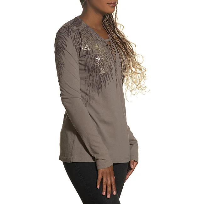 Женский лонгслив AFFLICTION Danica Rose AW24263 Taupe