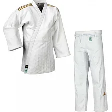 Кимоно для дзюдо Champion III с лицензией IJF | белое/золотые полосы | ADIDAS J-IJF3