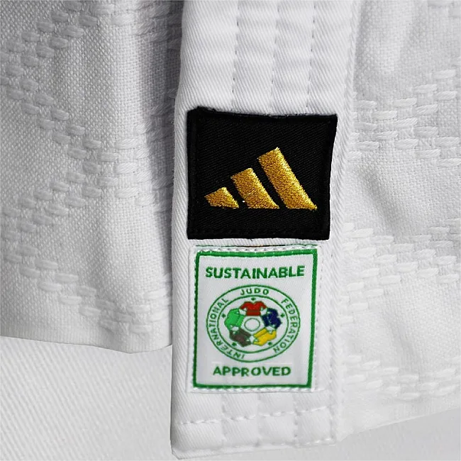 Кимоно для дзюдо Champion III с лицензией IJF | белое/золотые полосы | ADIDAS J-IJF3