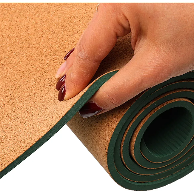 Коврик для йоги Пробковый каучуковый двухслойный Yoga mat BLOOM LB7121 183x61мx0.6cм
