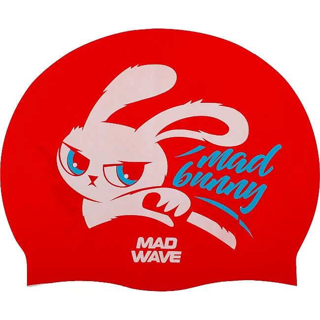 Шапочка для бассейна силиконовая для взрослых MADWAVE Bunny M057415 (Красный)