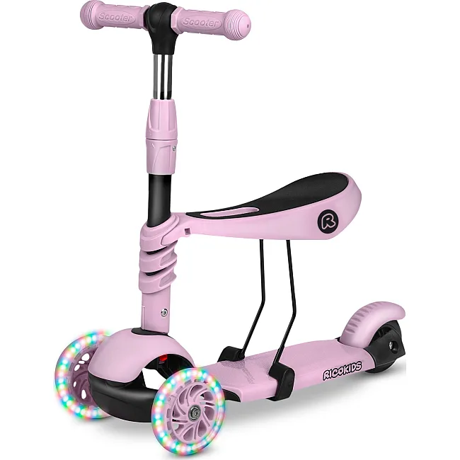 Детский самокат трехколесный Ricokids Cubi розовый