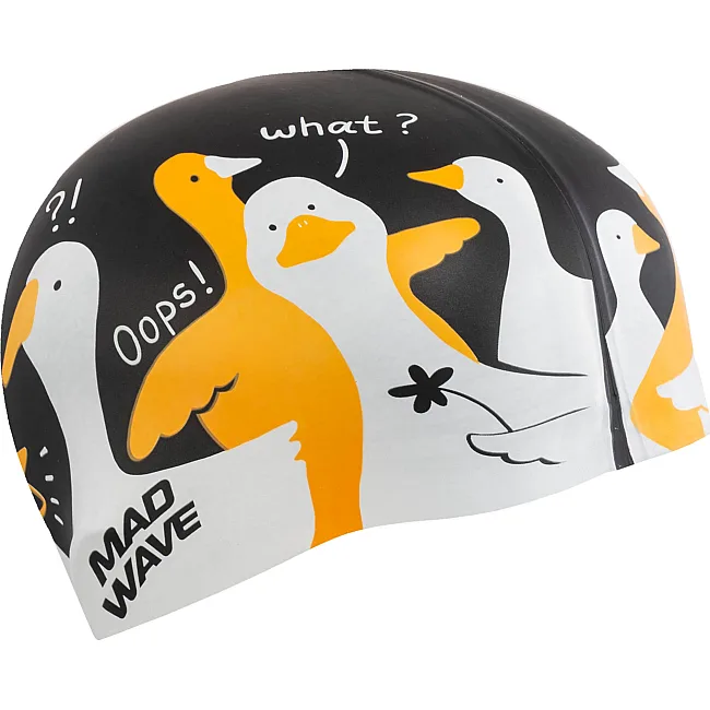 Шапочка для бассейна силиконовая для взрослых MADWAVE Goose M055454 (Черный)