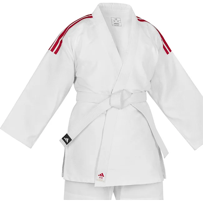 Кімоно для дзюдо Adidas Club з червоними смугами на плечах (білий) J350P
