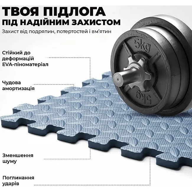 Мат-пазл (ласточкин хвост) PowerPlay PP_4414 EVA Puzzle Mat 120x120x1.2 cм Голубой