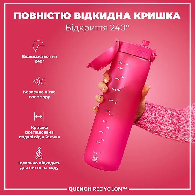 Бутылка для воды ION8 1000мл. (ЭКО бутылка) BPA Free, Pink