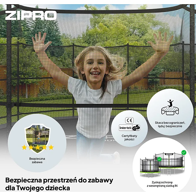 Батут Zipro Jump Pro с внутренней сеткой 6 футов 183 см черно-зеленый