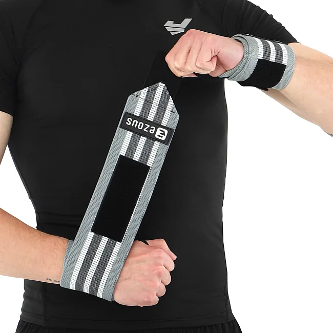 Кистевые бинты
 STRONG WRIST WRAPS EZOUS C-06 2штуки (Серый-белый)