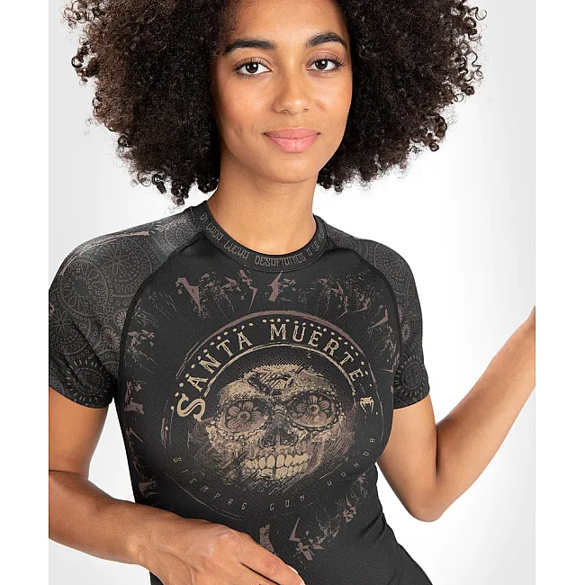 Рашгард женский VENUM Women Santa Muerte Dark Side Short Sleeves - Black Brown