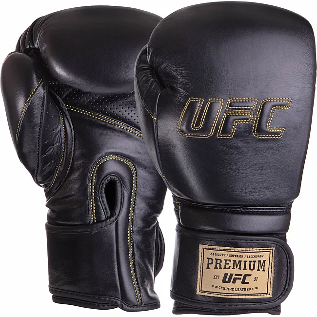 Боксерские перчатки кожаные UFC PRO Prem Hook & Loop UHK-75049 14 унций