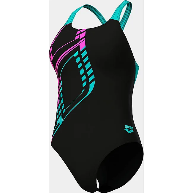 Купальник закрытый для женщин Arena GRAPHIC SWIMSUIT SWIM PRO L черный, голубой, розовый (для женщин)