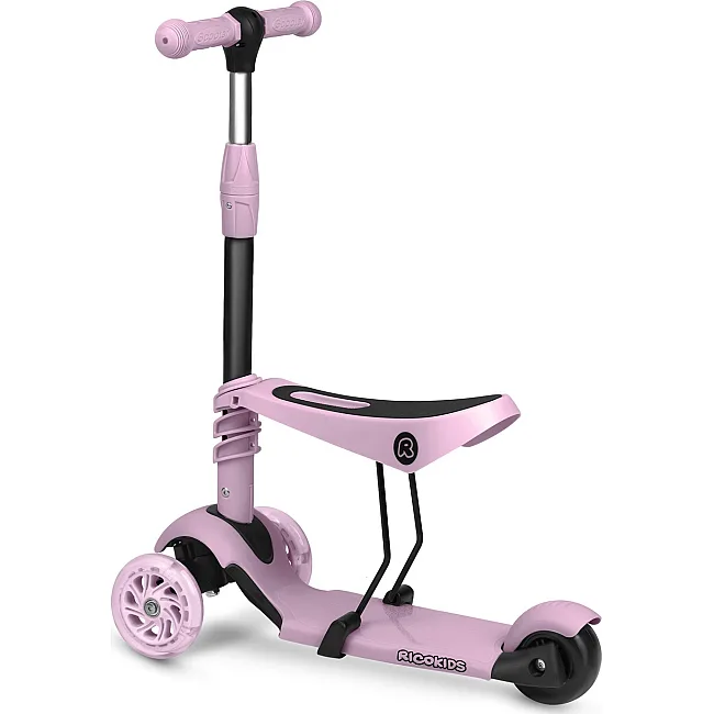 Детский самокат трехколесный Ricokids Cubi розовый