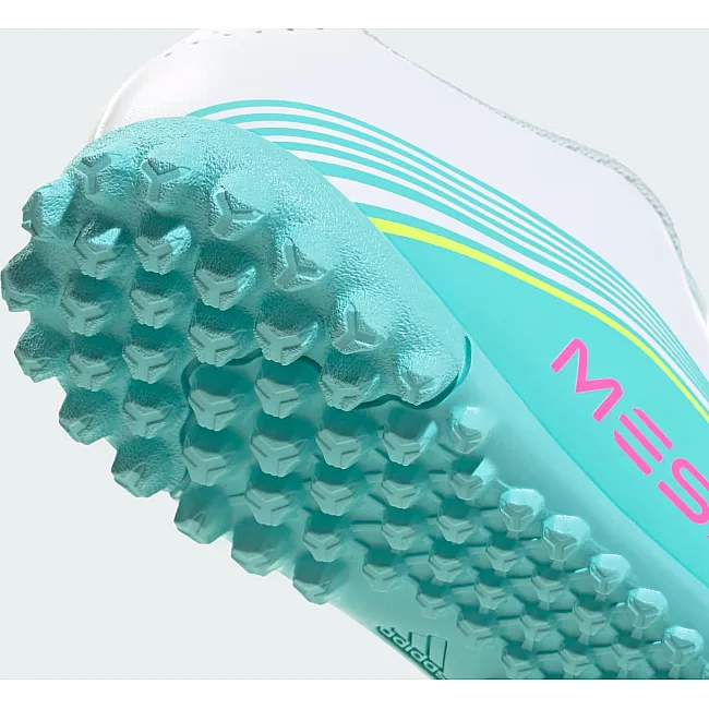 Сороконожки детские ADIDAS F50 MESSI CLUB TF J белый, бирюзовый, розовый (для детей)
