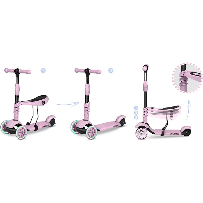 Детский самокат трехколесный Ricokids Cubi розовый