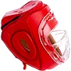 Распродажа! Шлем защитный для единоборств с пластиковой маской кожаный EVERLAST MA-1427 (Синий)