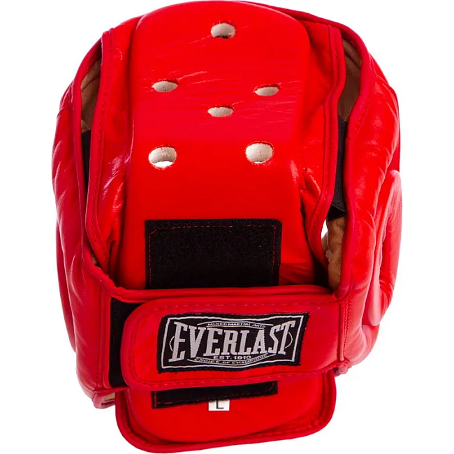 Распродажа! Шлем защитный для единоборств с пластиковой маской кожаный EVERLAST MA-1427 (Синий)