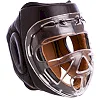 Шлем защитный для единоборств с пластиковой маской кожаный EVERLAST MA-1427 (Черный)