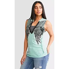 Безрукавка женская AFFLICTION Age of Winter Rust Lt Jade Construction Wash