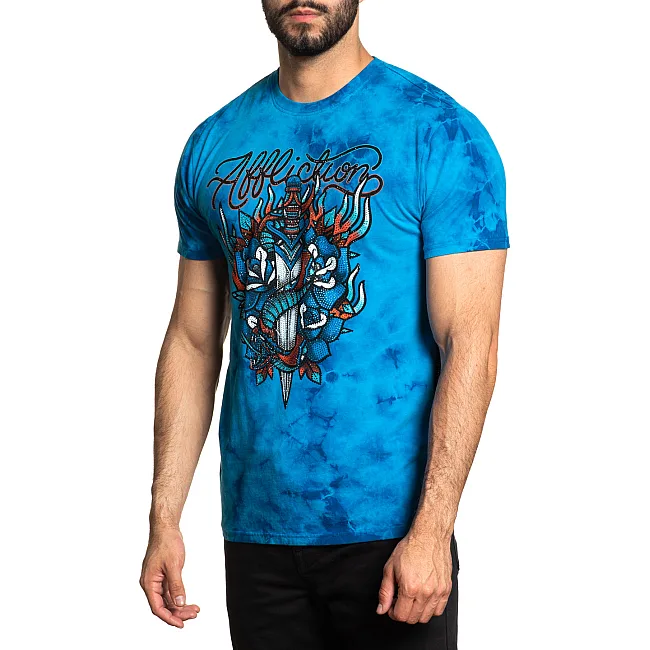 Футболка мужская AFFLICTION Poison Revenge Tee Blue Jay Dark Blue Crystal Wash