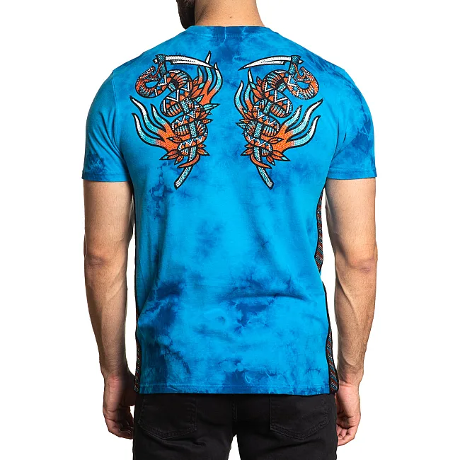 Футболка мужская AFFLICTION Poison Revenge Tee Blue Jay Dark Blue Crystal Wash
