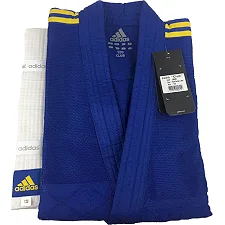 Кимоно для дзюдо Adidas Club (синий/желтые полосы, J350BP)