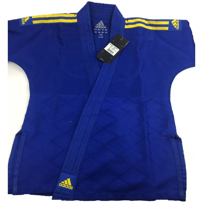 Кимоно для дзюдо Adidas Club (синий/желтые полосы, J350BP)