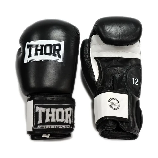 Перчатки для бокса THOR SPARRING PU /черно-белые