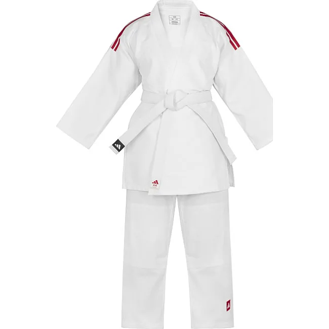 Кімоно для дзюдо Adidas Club з червоними смугами на плечах (білий) J350P