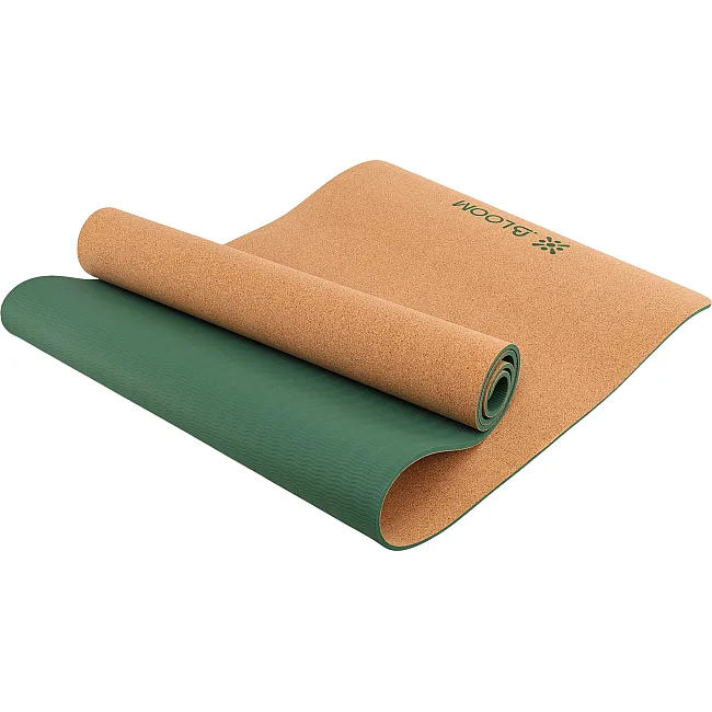 Коврик для йоги Пробковый каучуковый двухслойный Yoga mat BLOOM LB7121 183x61мx0.6cм
