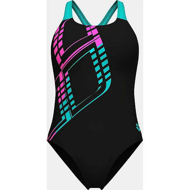 Купальник закрытый для женщин Arena GRAPHIC SWIMSUIT SWIM PRO L черный, голубой, розовый (для женщин)