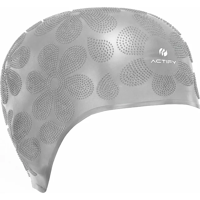 Шапочка для бассейна силиконовая на длинные волосы SP-SPORT ACTIFY FLOWER PL-0785 (Серый)