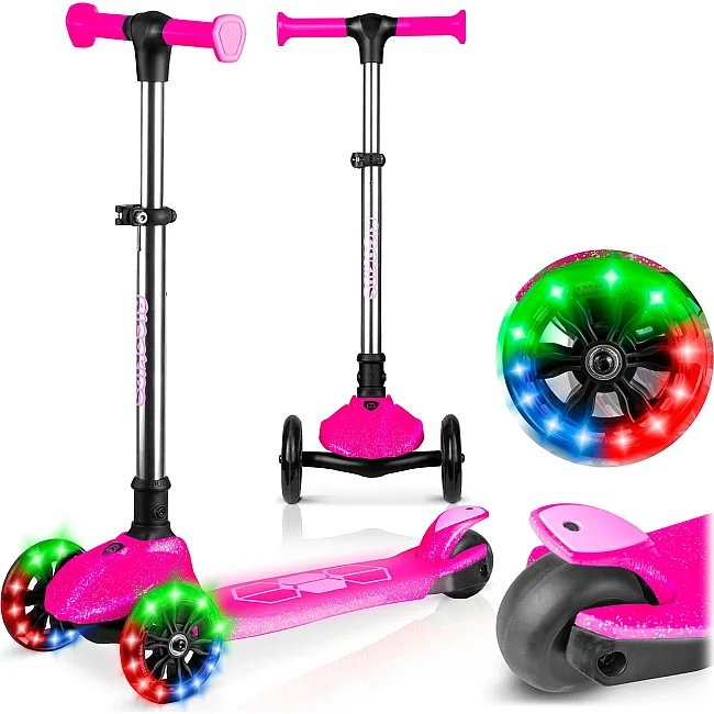 Детский самокат трехколесный Ricokids Jelly розовый