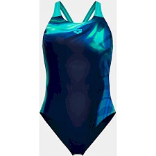 Купальник закрытый для женщин Arena DREAMHLINE SWIMSUIT V BACK синий, бирюзовый
