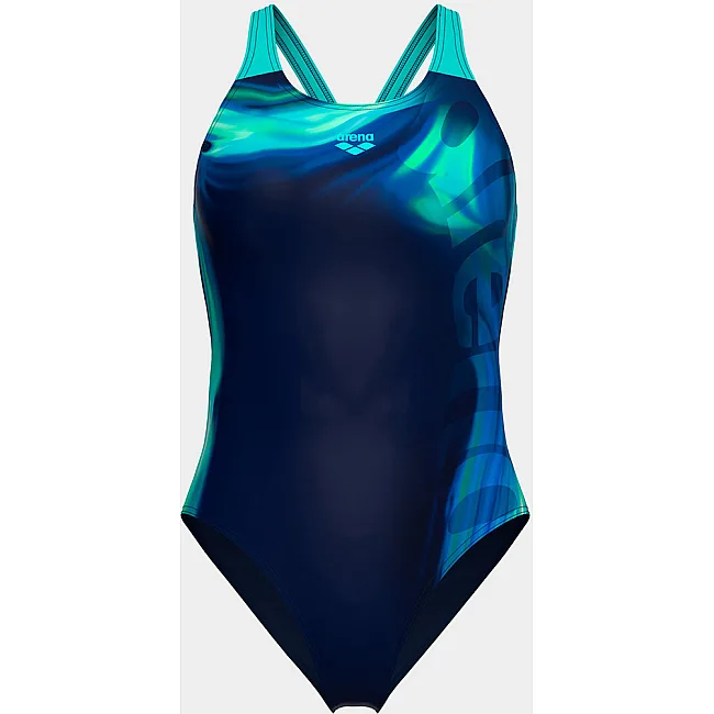 Купальник закрытый для женщин Arena DREAMHLINE SWIMSUIT V BACK синий, бирюзовый