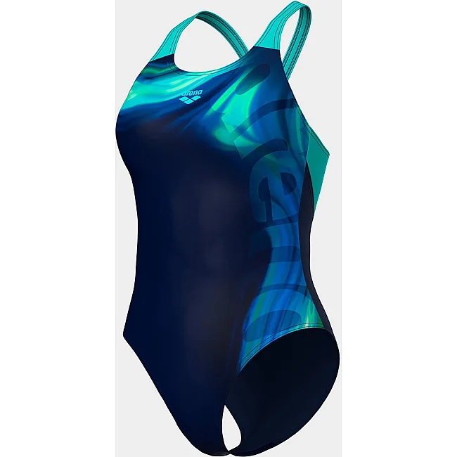 Купальник закрытый для женщин Arena DREAMHLINE SWIMSUIT V BACK синий, бирюзовый
