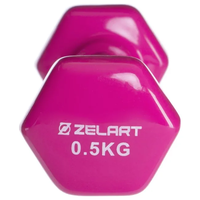 Гантель для фитнеса виниловая ZELART
 TA-2777-0_5 цена за 1шт 0,5кг (Красный)