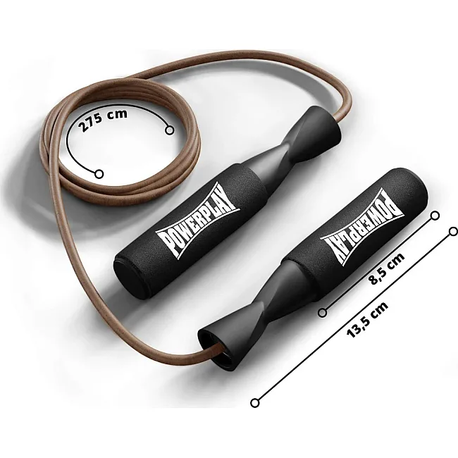 Скакалка кожаная PowerPlay 4214 Leather Jump Rope Черная 2.75 см.